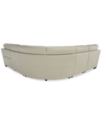 CLOSEOUT! Julius II 5-Pc. Leather Chaise Sectional Sofa With 1 Power Recliner, Power Headrest & USB Power Outlet