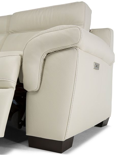 Furniture Julius II 6Pc. Leather Chaise Sectional Sofa With 1 Power