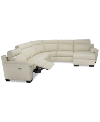 CLOSEOUT! Julius II 6-Pc. Leather Chaise Sectional Sofa With 1 Power Recliner, Power Headrest & USB Power Outlet