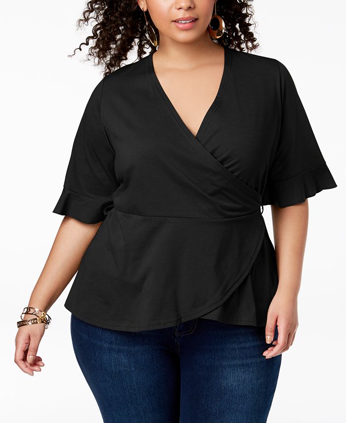 Say What? Trendy Plus Size Wrap Top & Reviews - Tops - - Macy's