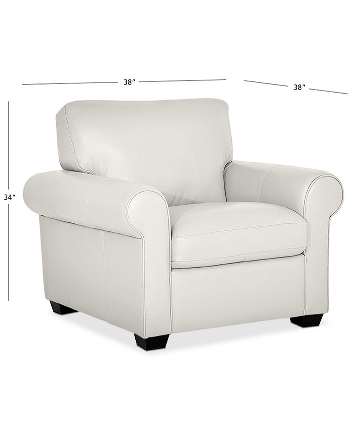 Furniture Orid 36" Leather Roll Arm Chair, Created for Macy's Macy's