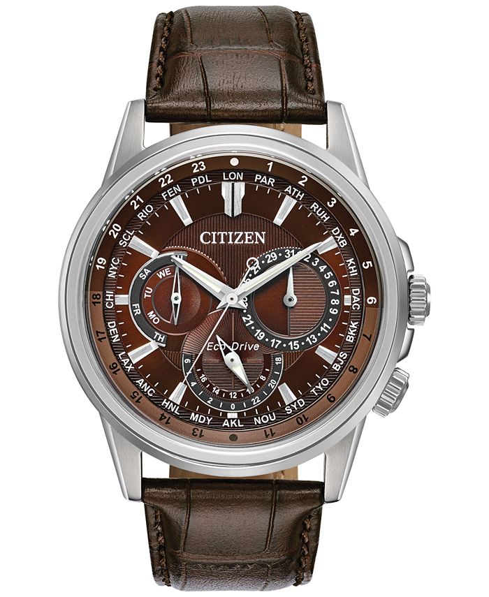 Citizen - Men's Calendrier Brown Leather Strap Watch 44mm