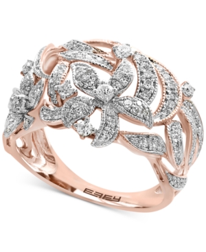 image of Effy Diamond Pave Floral-Inspired Statement Ring (5/8 ct. t.w.) in 14k Rose Gold