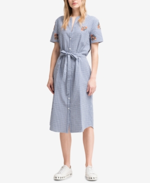 DKNY COTTON EMBROIDERED SHIRTDRESS, CREATED FOR MACY'S