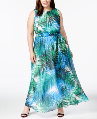 palm print maxi dress plus size