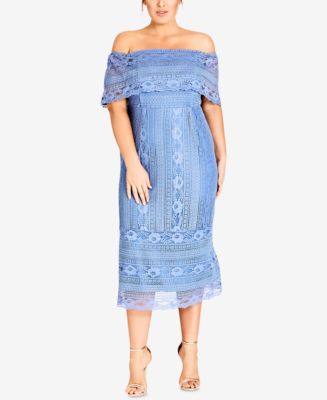 City Studios Trendy Plus Size Off The Shoulder Lace Dress main image 0