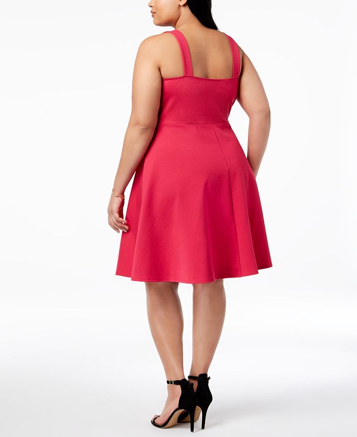 Soprano Trendy Plus Size Split Neck Fit And Flare Dress Macys 9832