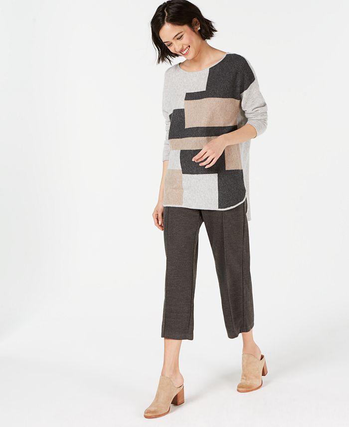 Charter Club Pure Cashmere Colorblock Sweater with Shirttail Hem in ...