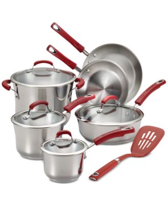 Rachael Ray - Classic Brights Stainless Steel 11-Pc. Cookware Set