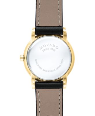 Women's Swiss Museum Classic Black Leather Strap Watch 28mm