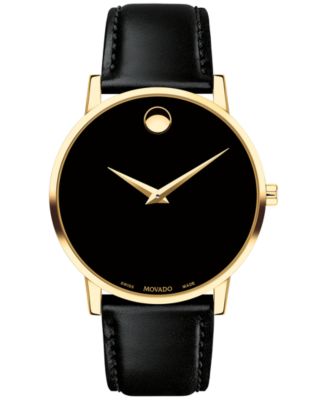Movado Men's Swiss Museum Classic Black Leather Strap Watch 40mm - Macy's