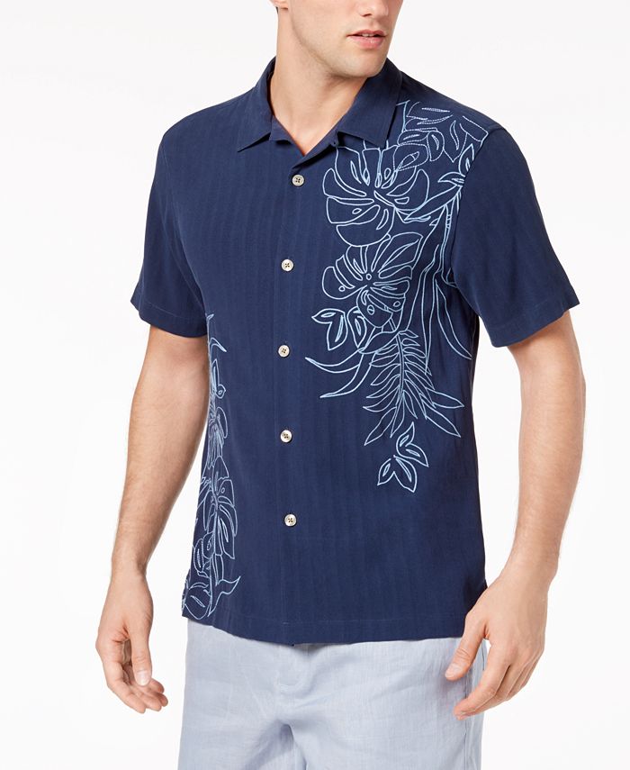 Tommy Bahama Men's Playa Palms Embroidered Floral Silk Camp Shirt - Macy's