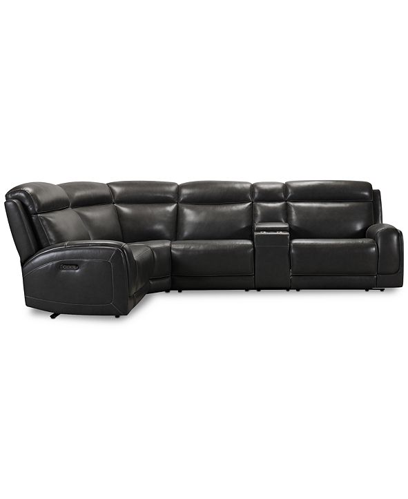 Furniture Winterton 5-Pc. Leather Sectional Sofa With 2 ...