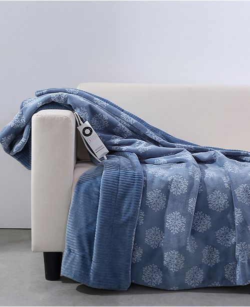 Berkshire Soft Snowflakes VelvetLoft 50" x 62" Electric Throw Blanket