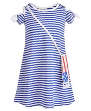 UPC 191539147677 product image for Bonnie Jean Little Girls 2-Pc. Striped Cold Shoulder Dress & Flag Shoulder Bag S | upcitemdb.com