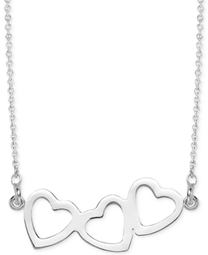 Sarah Chloe Triple Heart Pendant Necklace, 16" + 2" Extender In Sterling Silver
