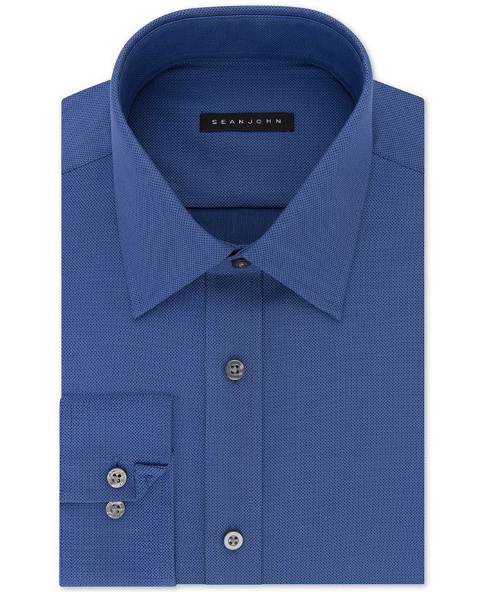 Sean John Men's Classic/Regular Fit Solid Blue Dress Shirt - Macy's