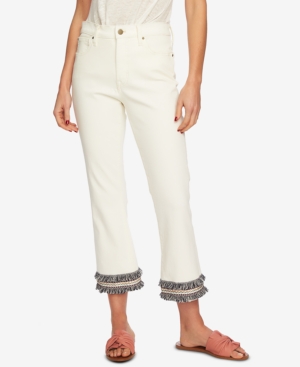 1.STATE EMBROIDERED FRINGE HIGH-WAIST JEANS