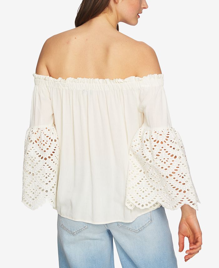 1.STATE Off-The-Shoulder Lace-Sleeve Top - Macy's