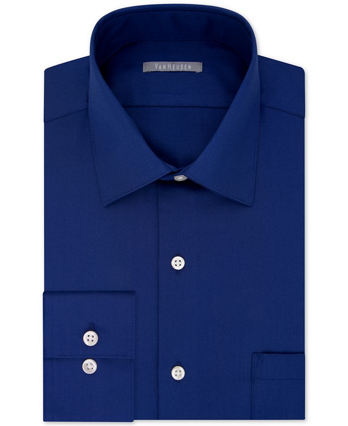 Van Heusen Men's Classic/Regular Fit Lux Sateen Solid Dress Shirt - Macy's