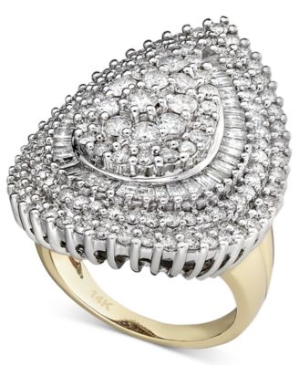 14k gold diamond cluster ring