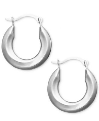 Small Polished Tube Hoop Earrings in 10k Gold and White Gold 