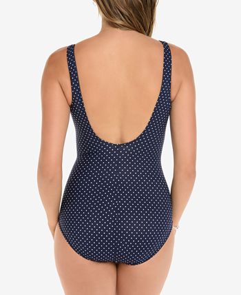 Miraclesuit - Dot-Print Ruched One-Piece Swimsuit