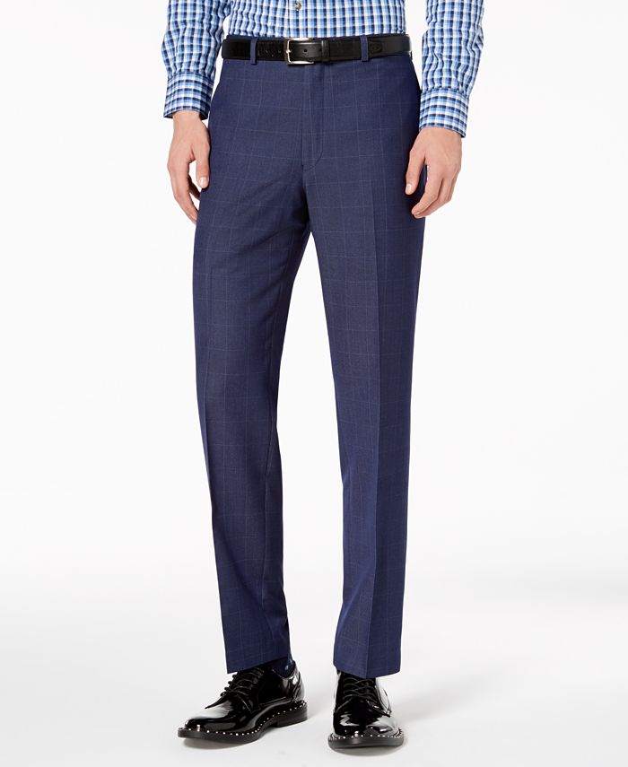 Marc New York by Andrew Marc Men's Modern-Fit Stretch Blue Windowpane ...