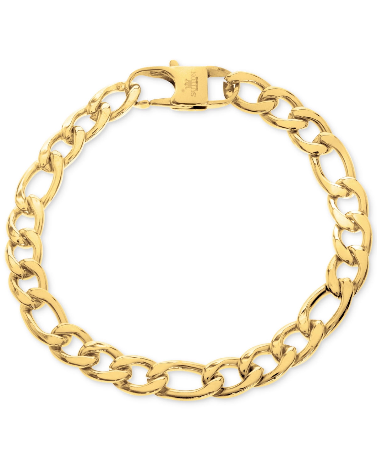 Sutton By Rhona Sutton Men's Gold-tone Stainless Steel Figaro Link Bracelet