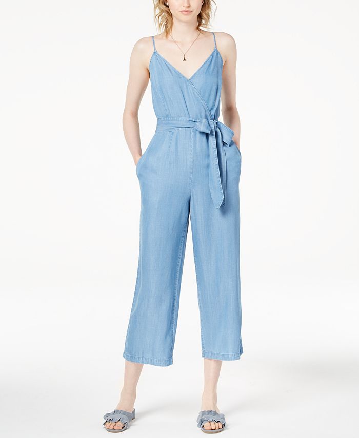 Maison Jules Cropped V-Neck Jumpsuit, Created for Macy's - Macy's