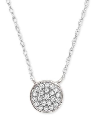 Elsie May - Diamond Accent Button Pendant Necklace in Sterling Silver, 15" + 1" extender