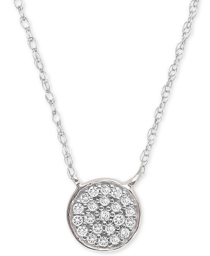 Elsie May Diamond Accent Button Pendant Necklace in Sterling Silver, 15 ...