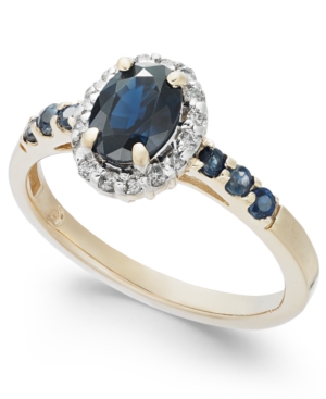 image of Sapphire (1-3/8 ct. t.w.) & Diamond (1/6 ct. t.w.) Ring in 14k Gold