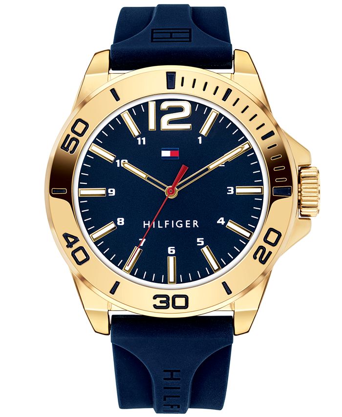 Tommy Hilfiger Men's Blue Silicone Strap Watch 45mm Reviews - Macy's