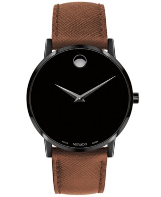 Movado Men's Swiss Museum Classic Cognac Leather Strap Watch 40mm