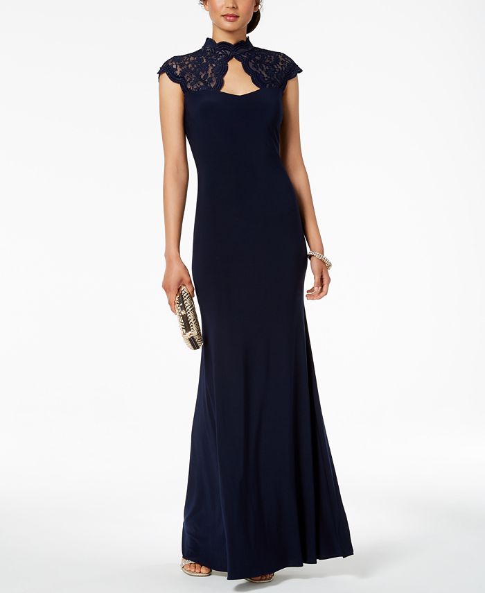 Betsy and adam glitter lace gown outlet