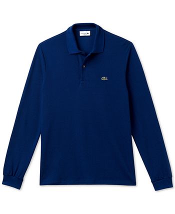 Lacoste Men's Long Sleeve Classic Slim FIT Pique Polo, Navy Blue, Small at   Men's Clothing store