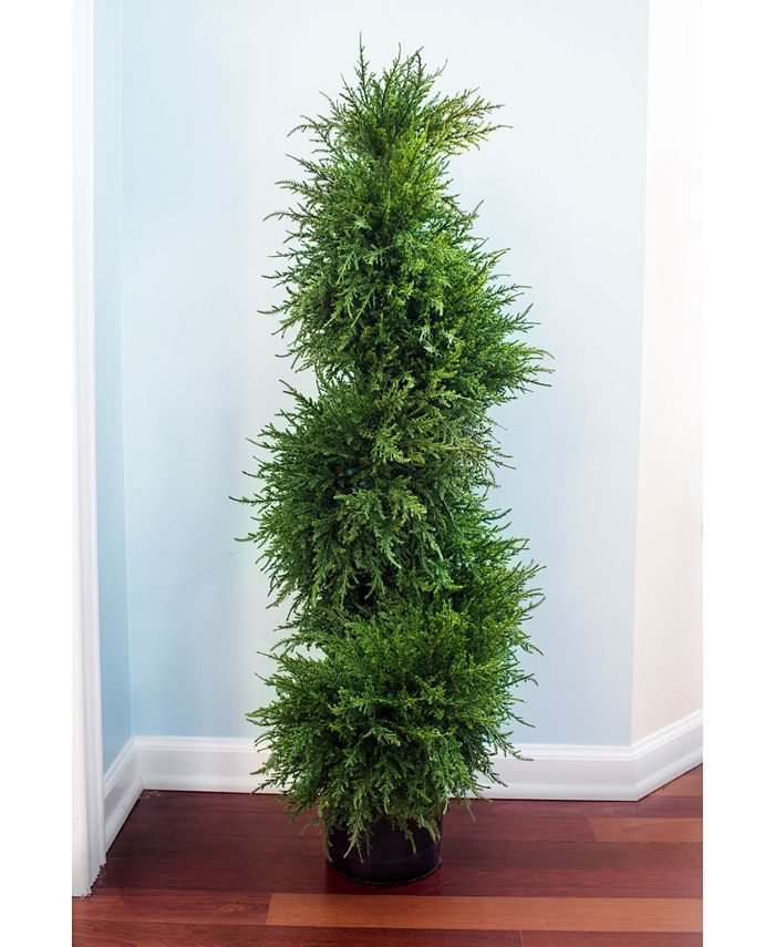 Nearly Natural 43" Cedar Spiral Topiary Lighted Artificial Tree Macy's