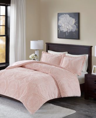 Arya Embroidered Medallion Faux Fur Comforter Sets
