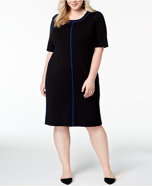 525 America Plus Size Contrasting Trim Dress Created For Macy S