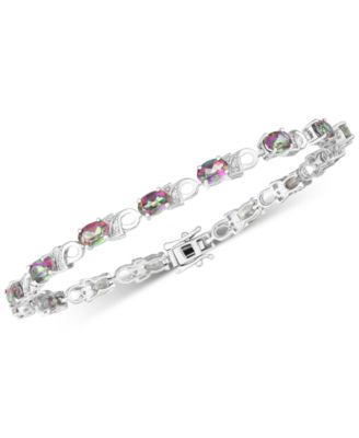 Amethyst (6 ct. t.w.) & Diamond Accent Link Bracelet in Sterling Silver (Also available Mystic Topaz)