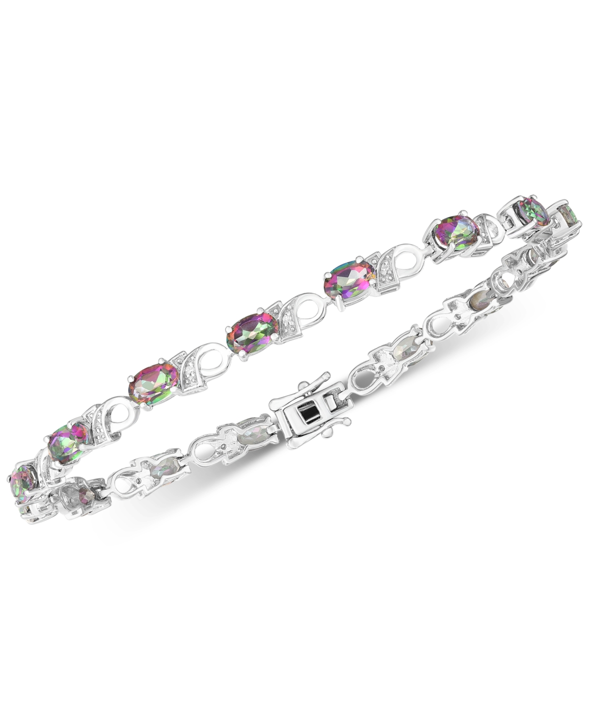 (7 1/2 ct. t.w.) & Diamond Accent Link Bracelet in Sterling Silver - Mystic Topaz