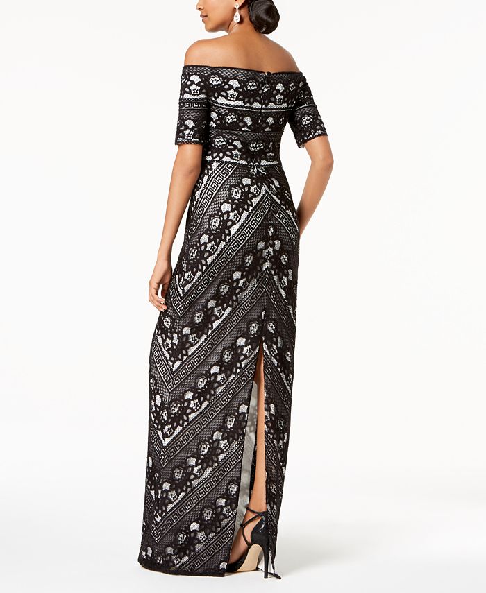 Adrianna Papell Off-The-Shoulder Lace Gown - Macy's