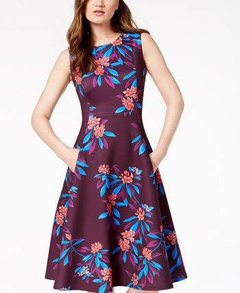 Calvin klein scuba midi fit & flare clearance dress
