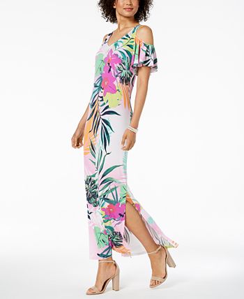 Msk cold shop shoulder maxi dress