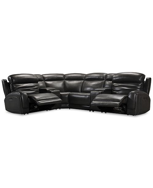 Furniture Winterton 6 Pc Leather Sectional Sofa With 2 Power