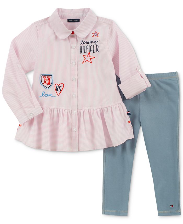 TOMMY HILFIGER GIRLS PINK LEGGINGS SET KG09007 main image 1