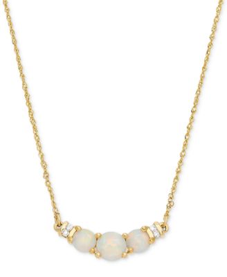 Macy's - Opal (5/8 ct. t.w.) & Diamond Accent 18" Collar Necklace in 14k Gold