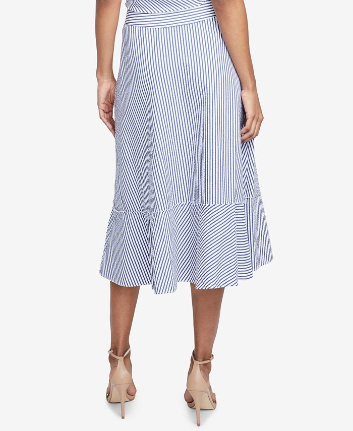 RACHEL Rachel Roy Esta Ruffled Cotton Pinstripe Skirt, Created for Macy ...