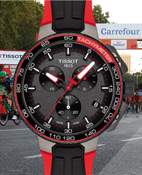 Tissot Men's Swiss T-Race Bike Vuelta 2017 Red & Black Rubber Strap